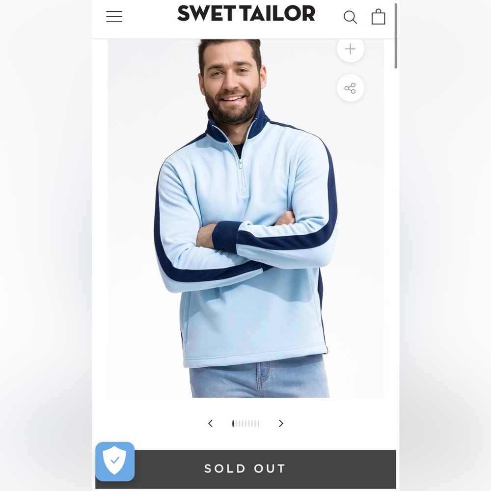 NEW Swet Tailor 1/4 Zip M, L Blue‎ Stretch Microfleece Slalom Stripe